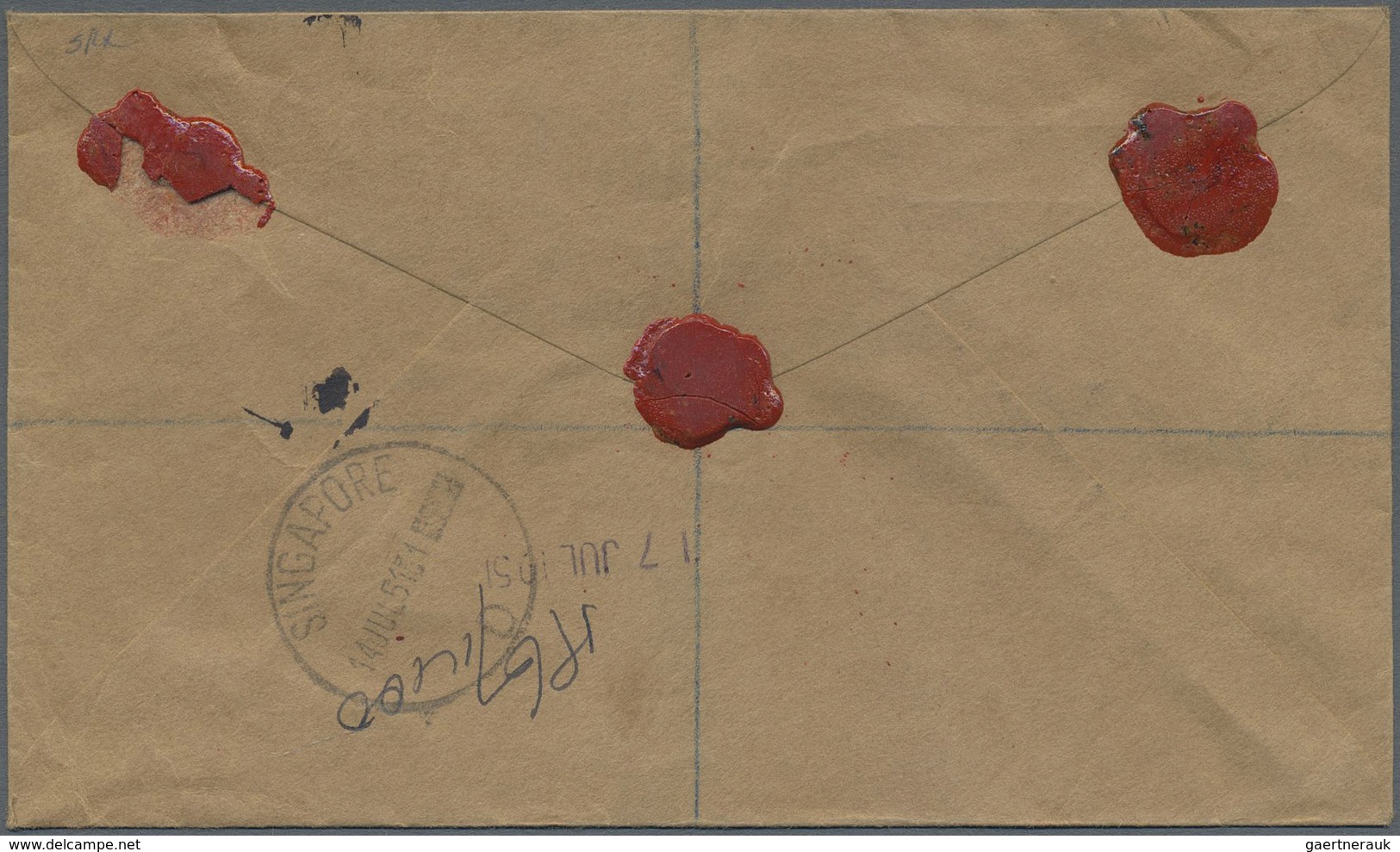 Br Brunei: 1951 Registered Airmail Cover From Kuala Belait To Kowloon, Hongkong Franked By 1947 25c. De - Brunei (1984-...)