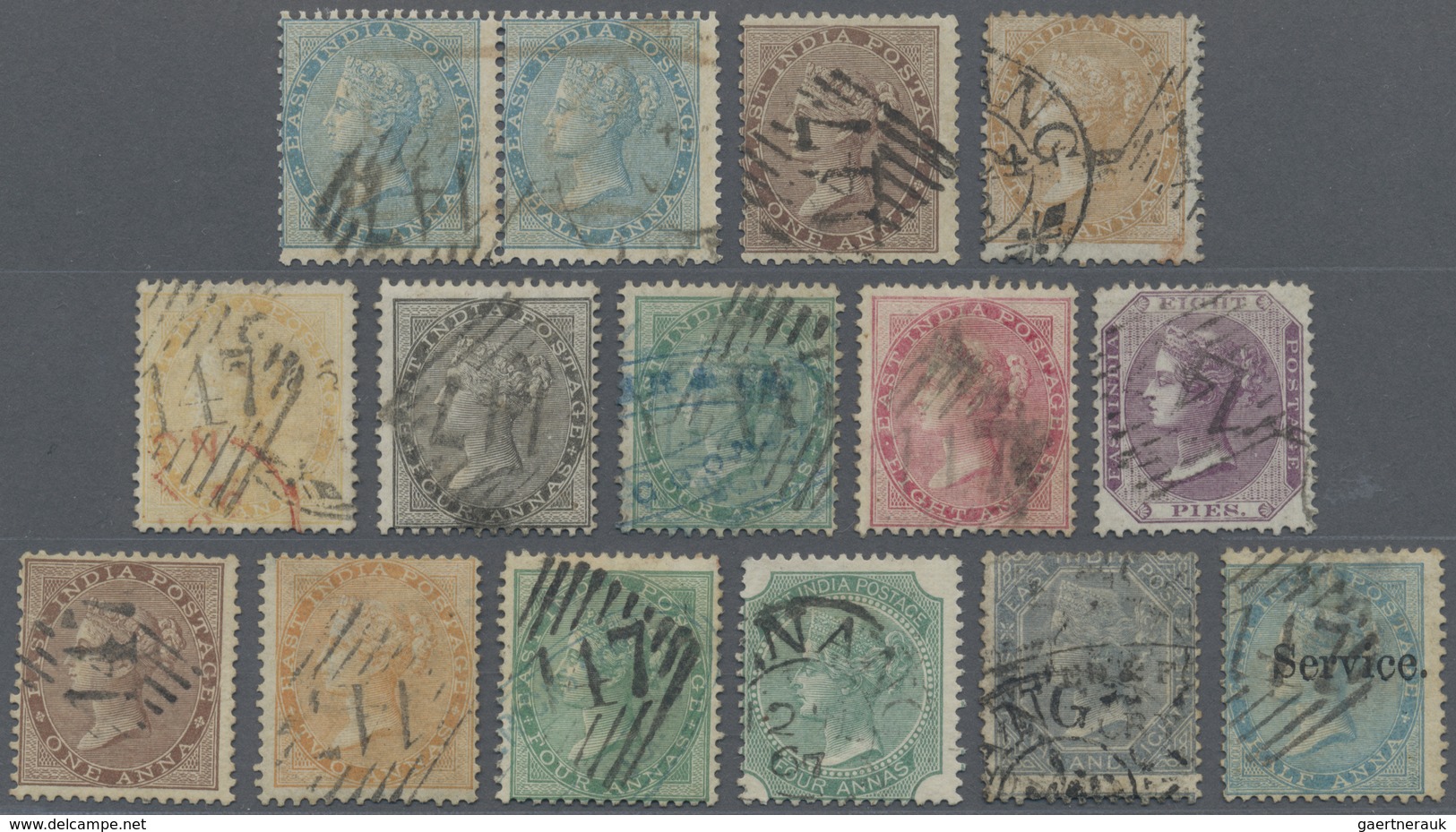 O Malaiische Staaten - Straits Settlements: 1856-67: Group Of 15 Indian QV Stamps Used In Penang And C - Straits Settlements