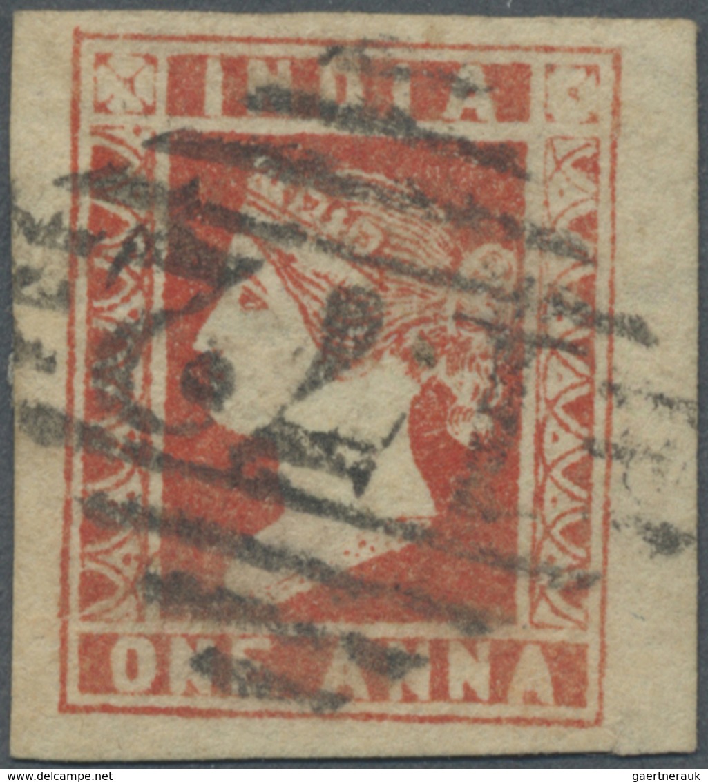 O Malaiische Staaten - Straits Settlements: 1854, India 1a. Red Clearly Oblit. By Barred Numeral "172" - Straits Settlements