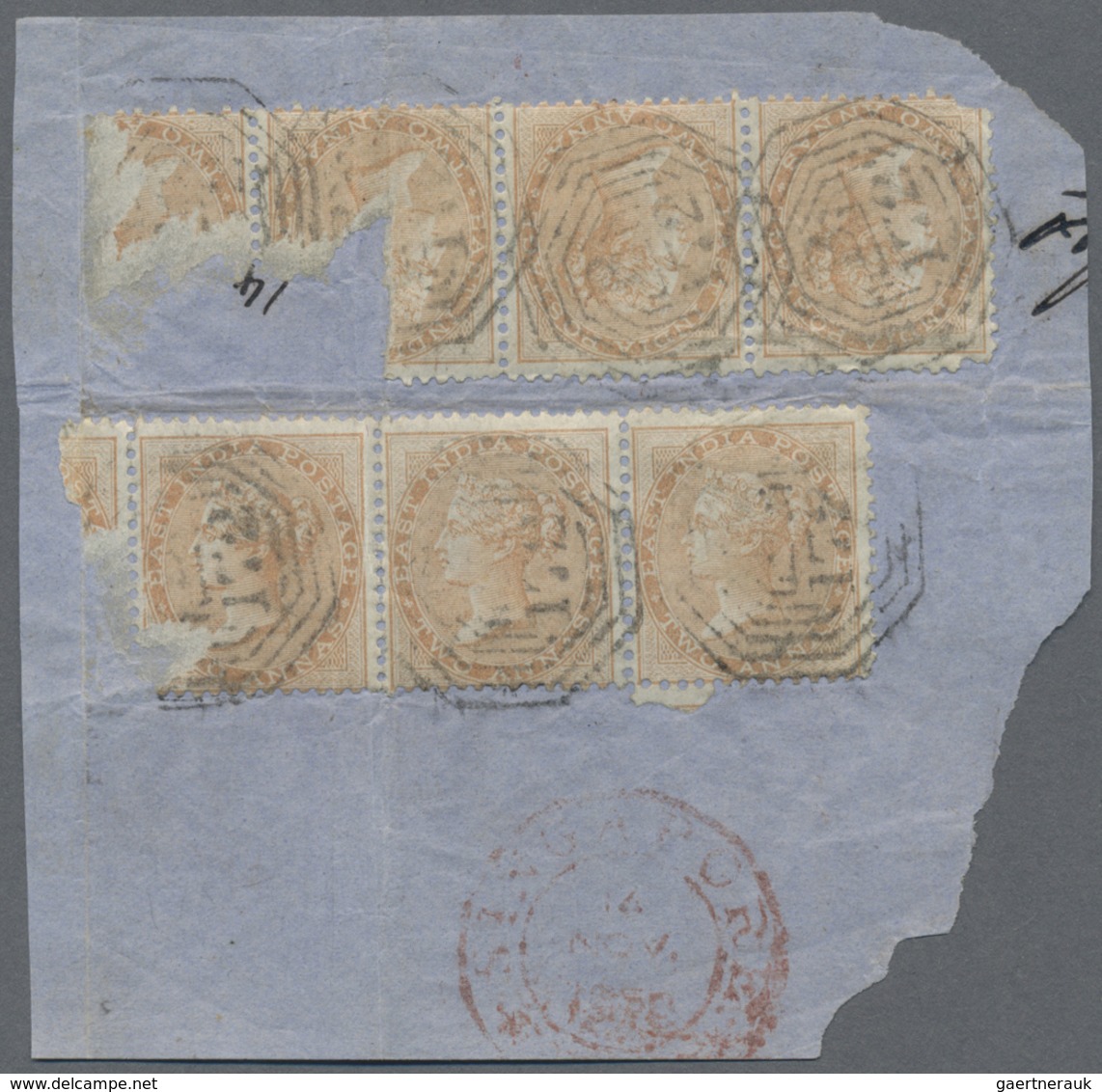 O/Brfst Malaiische Staaten - Straits Settlements: 1856-65: Group Of About 20 Indian QV Stamps Used In Singap - Straits Settlements