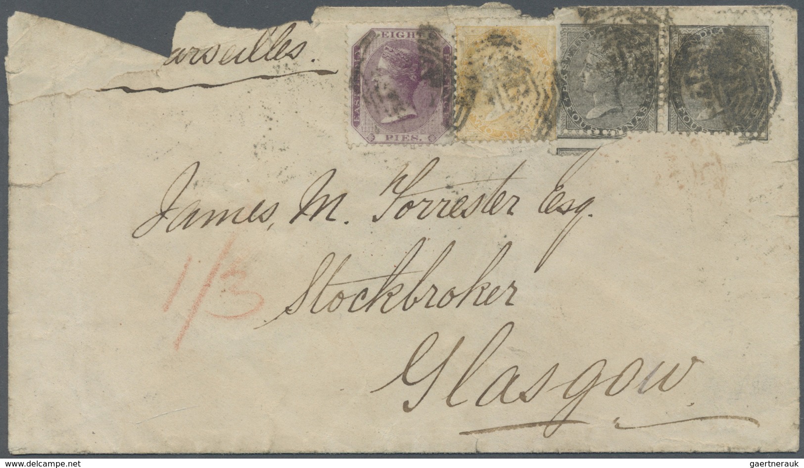 Br Malaiische Staaten - Straits Settlements: 1864. Envelope (opening Faults, Flap Partly Missing) Addre - Straits Settlements