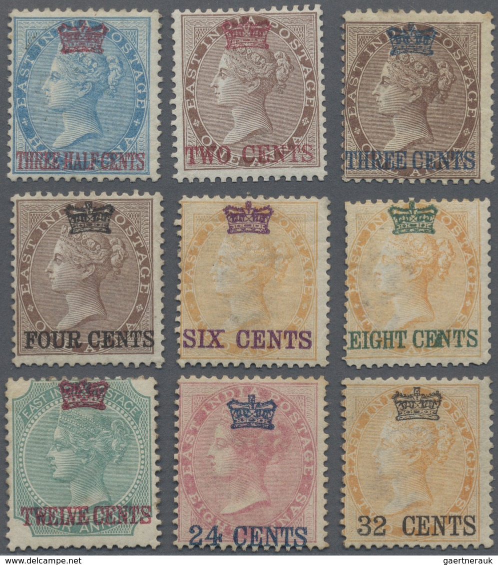 * Malaiische Staaten - Straits Settlements: 1867 QV Complete Set Of Nine, Unused With More Or Less Ori - Straits Settlements