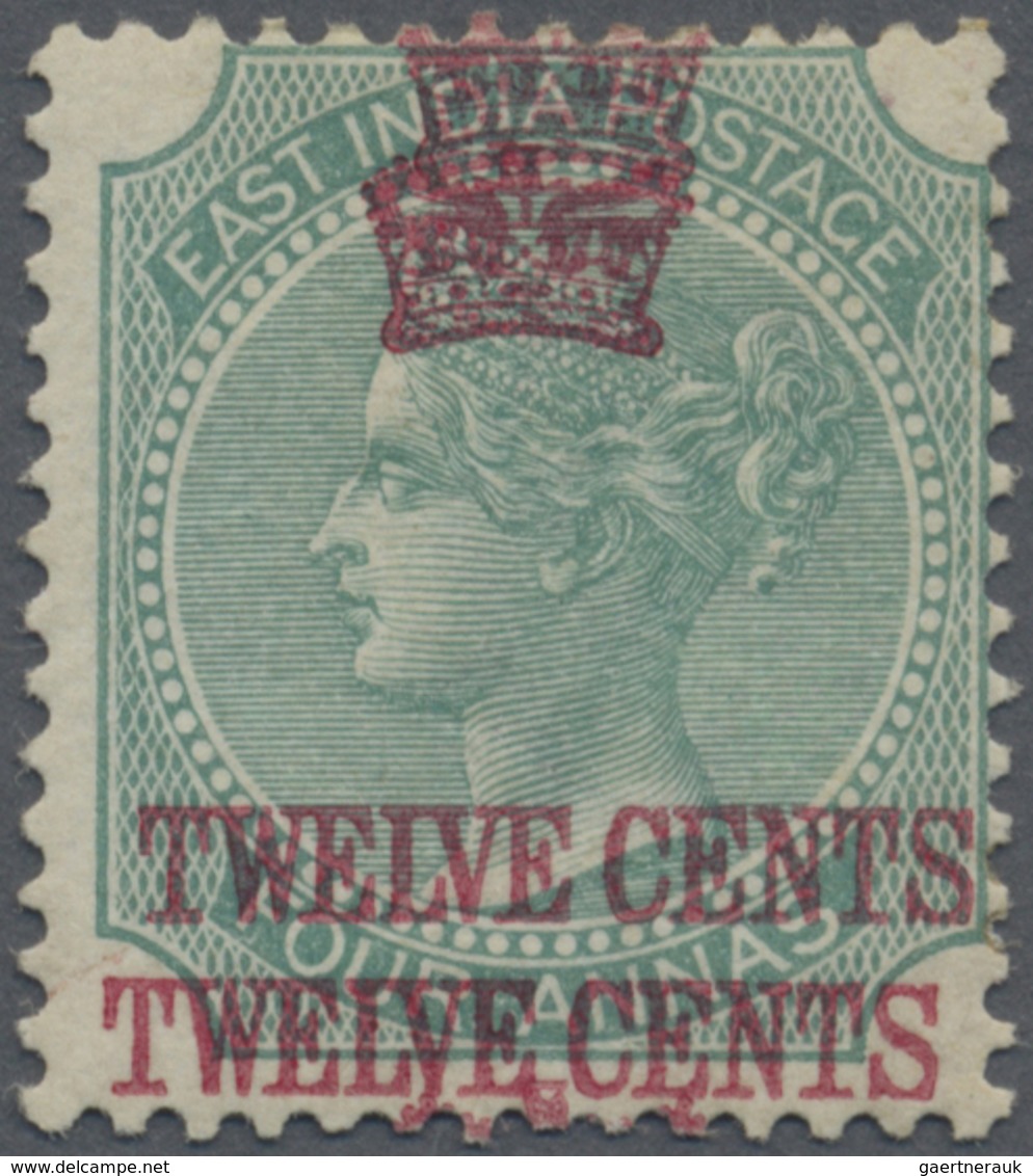 * Malaiische Staaten - Straits Settlements: 1867 QV 12c. On 4a. Green, SURCHARGE DOUBLE, Mint With Lar - Straits Settlements