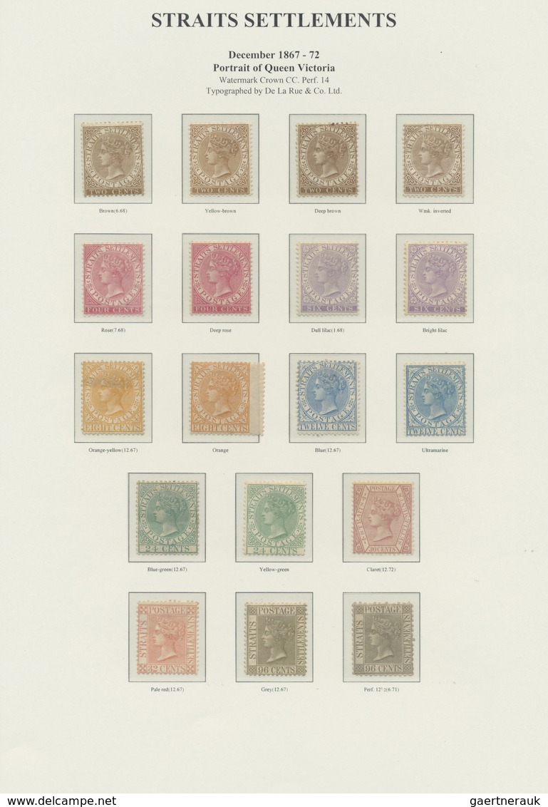 * Malaiische Staaten - Straits Settlements: 1867-72 QV Complete Set, Plus Colour Shades, 2c. Brown Wmk - Straits Settlements