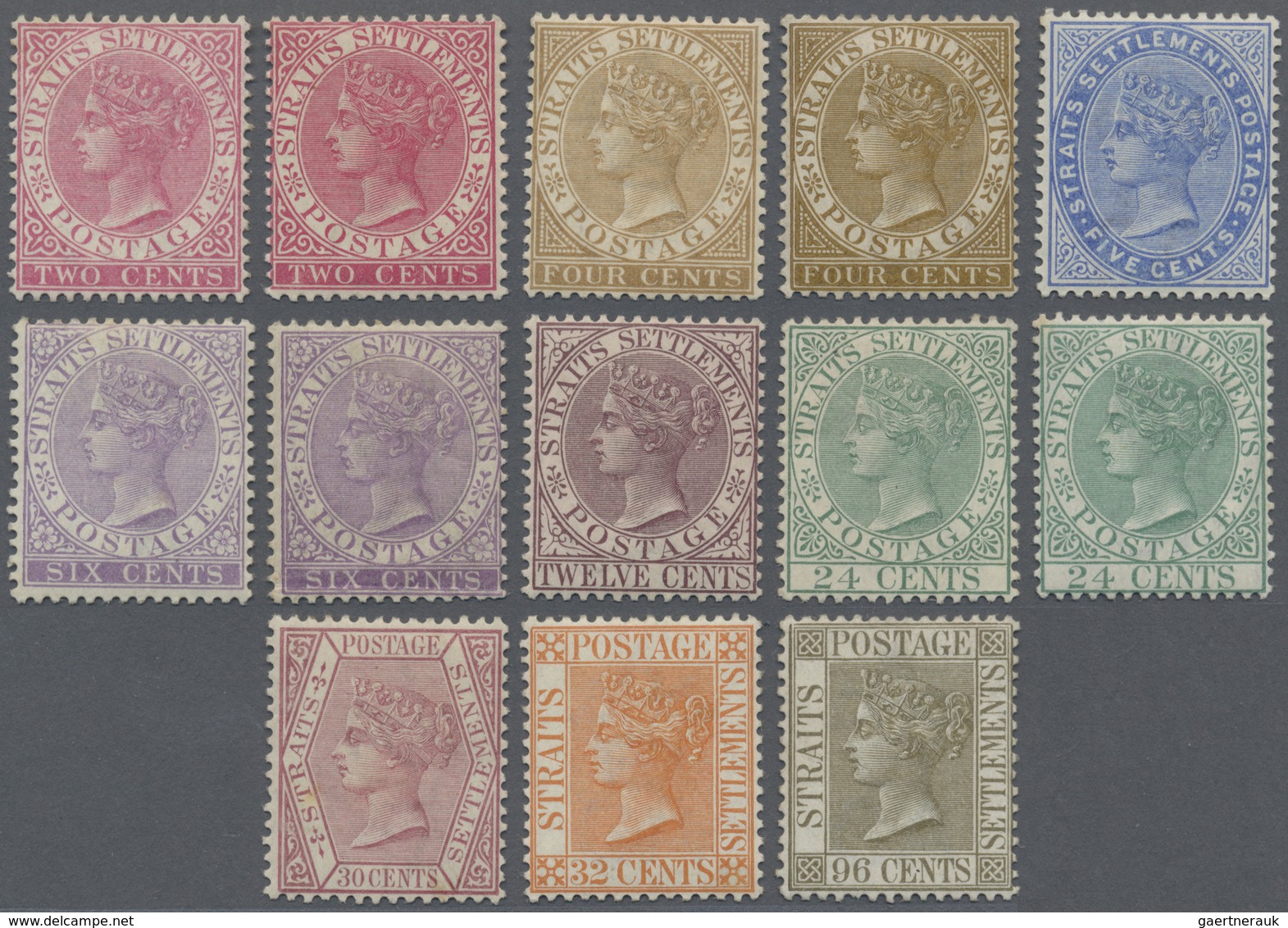 * Malaiische Staaten - Straits Settlements: 1883/1891, QV Definitives With Wmk. Crown CA Complete Set - Straits Settlements