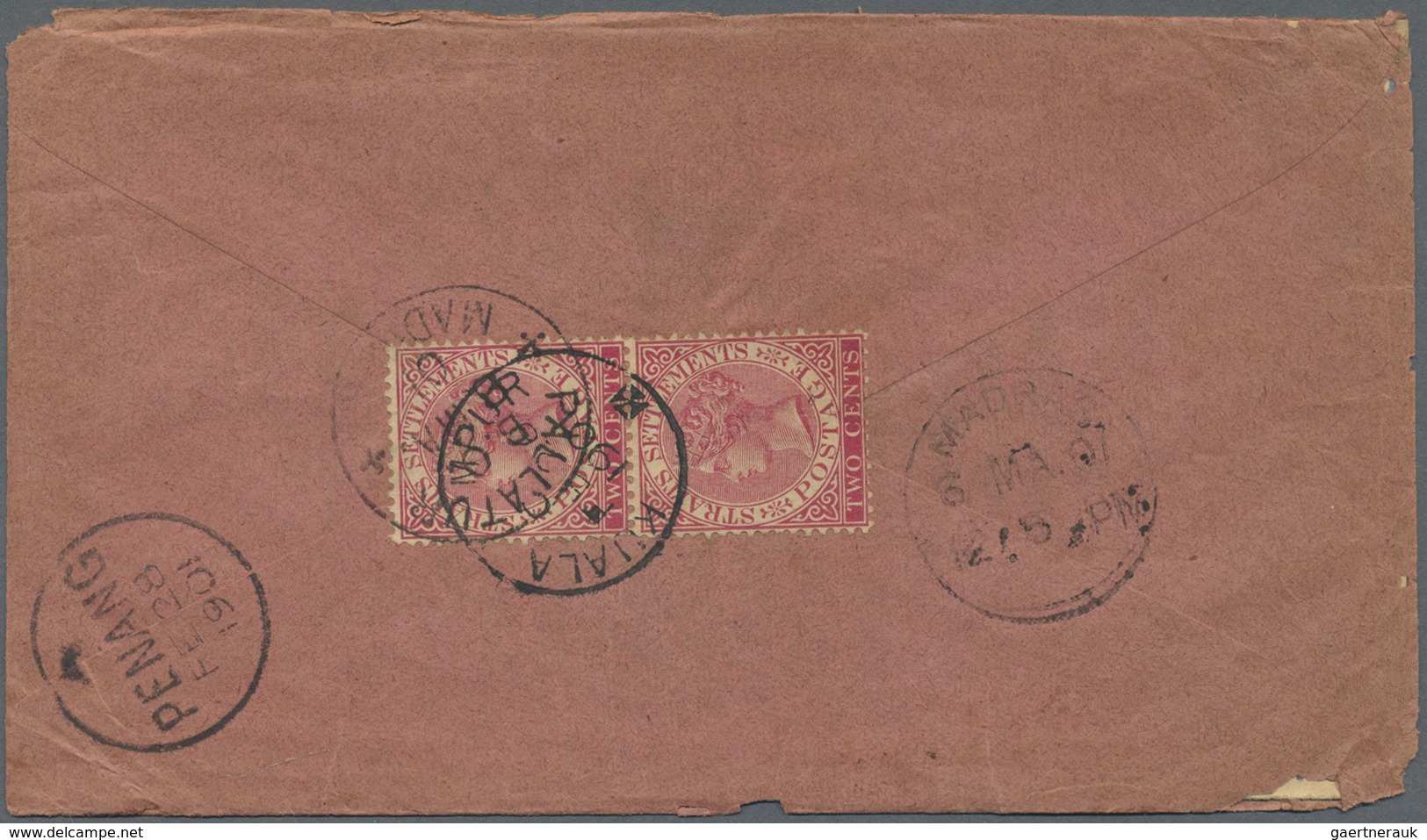 Br Malaiische Staaten - Straits Settlements: 1901, SELANGOR STAMP SHORTAGE, Pair Of Straits Settlements - Straits Settlements