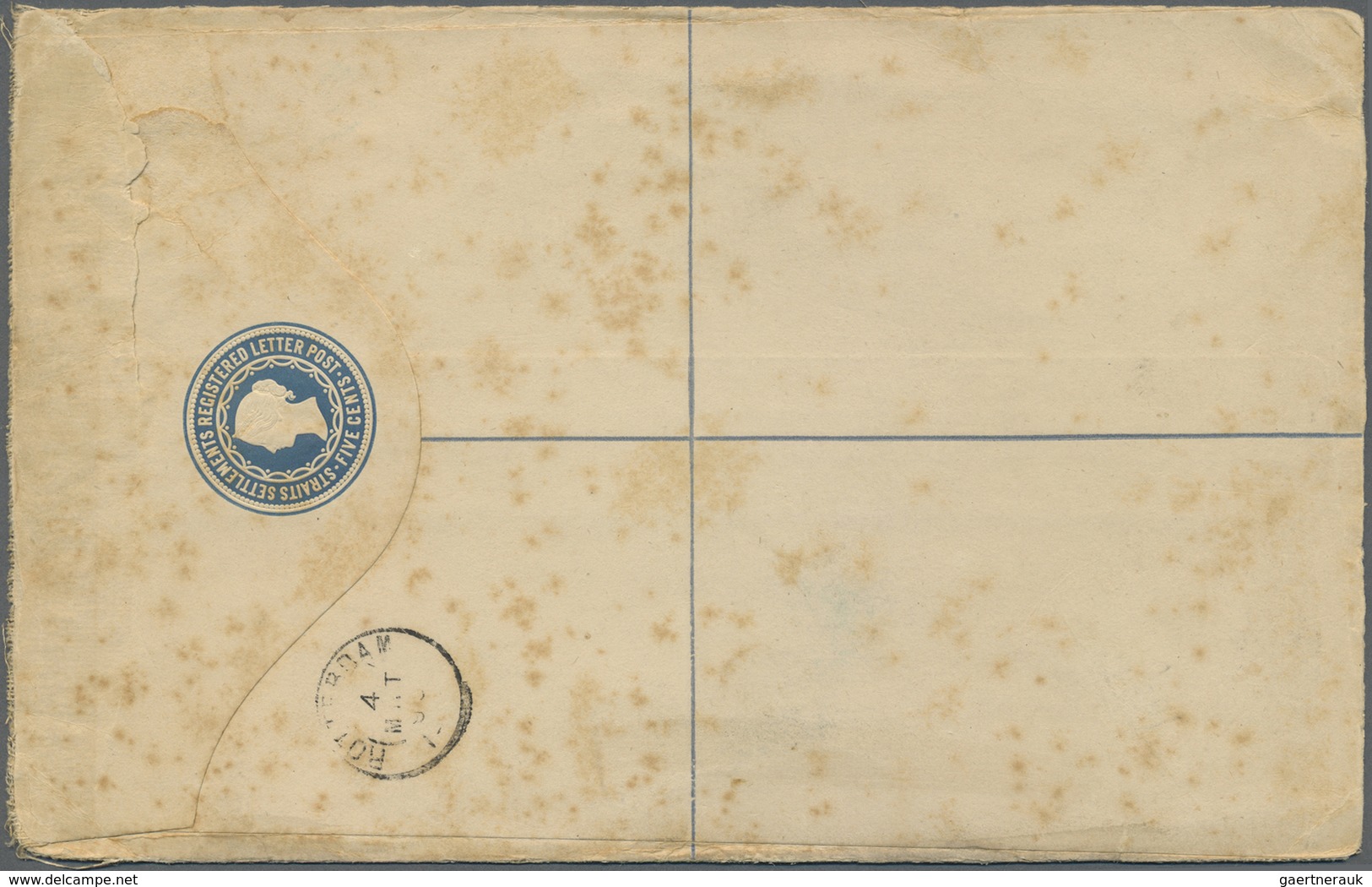 GA Malaiische Staaten - Straits Settlements: 1895. Registered Postal Stationery Envelope (faults/soiled - Straits Settlements