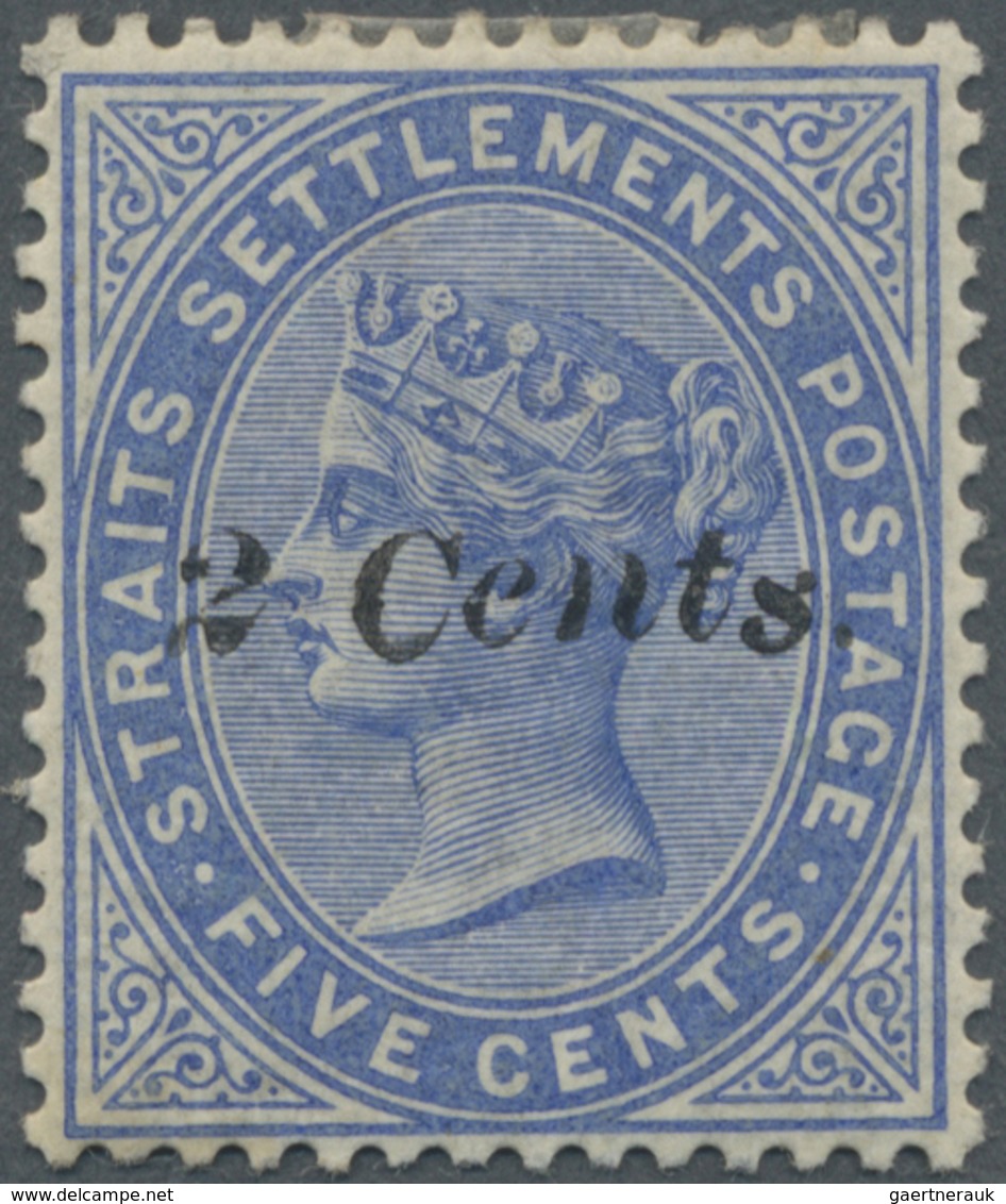 * Malaiische Staaten - Straits Settlements: 1887, 2 Cents On 5c. Bue Showing Variety "Dropped C And S - Straits Settlements