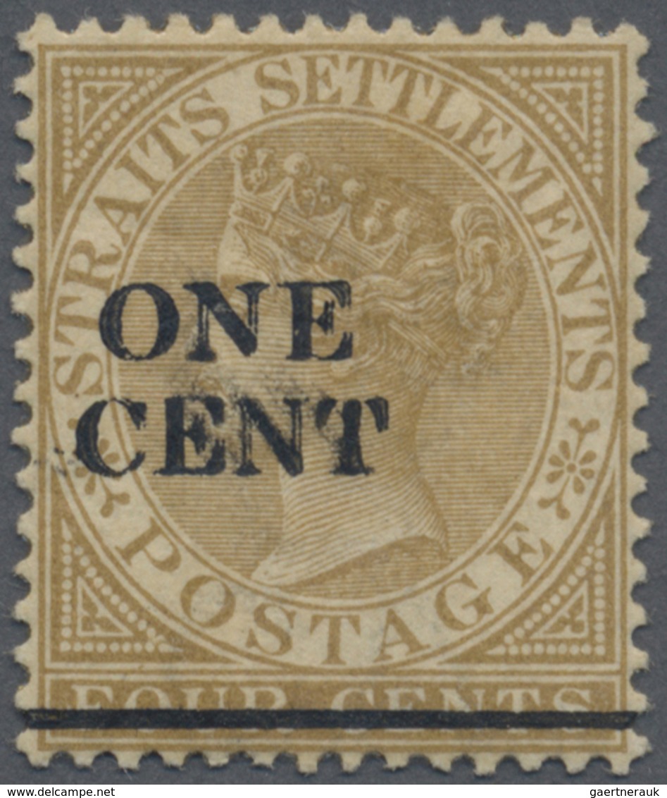 * Malaiische Staaten - Straits Settlements: 1892 QV 1c. On 4c. Brown, Variety "Surcharge Double", Mint - Straits Settlements