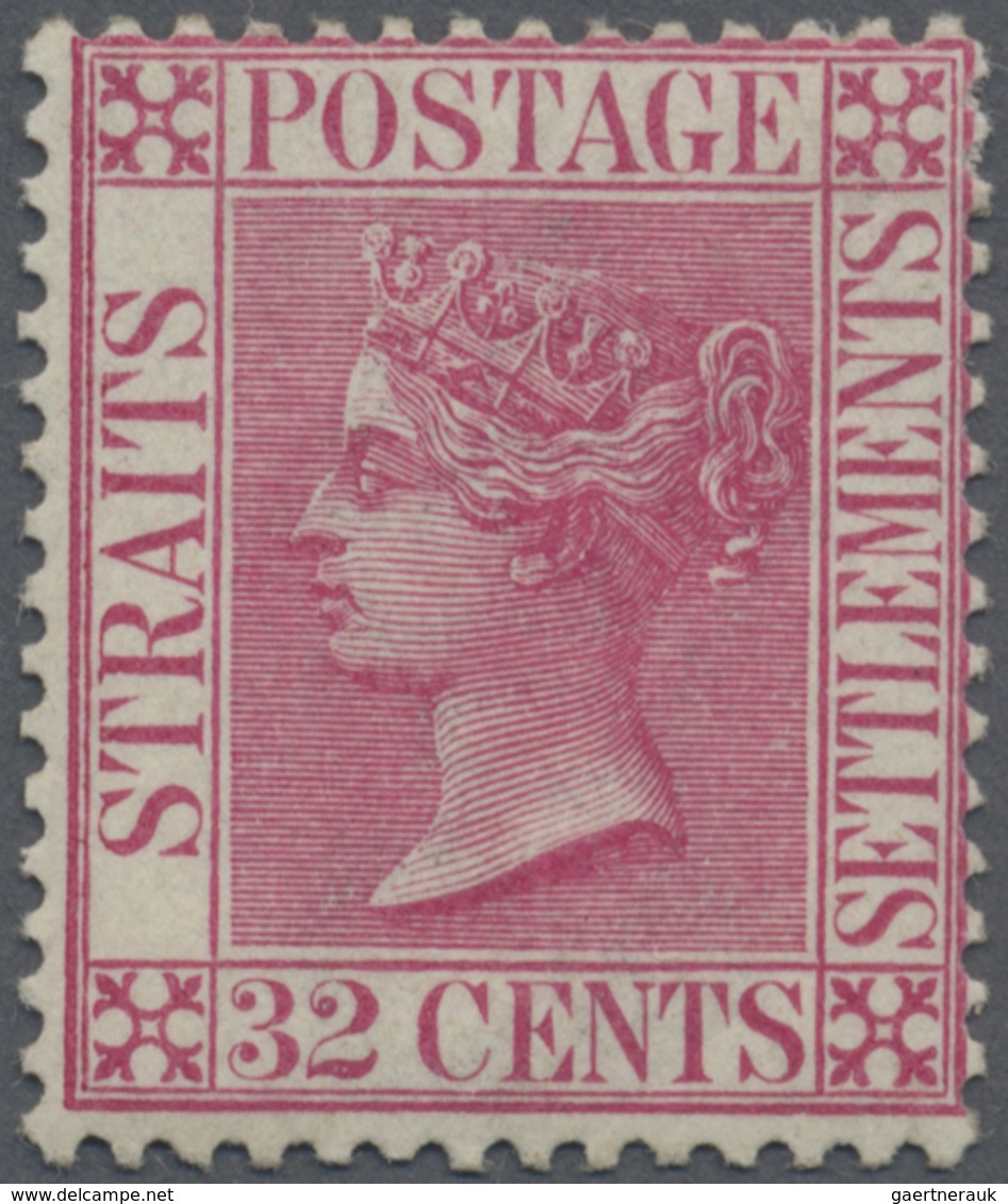 * Malaiische Staaten - Straits Settlements: 1894 QV (3c.) On 32c. Carmine-rose, Variety "SURCHARGE OMI - Straits Settlements