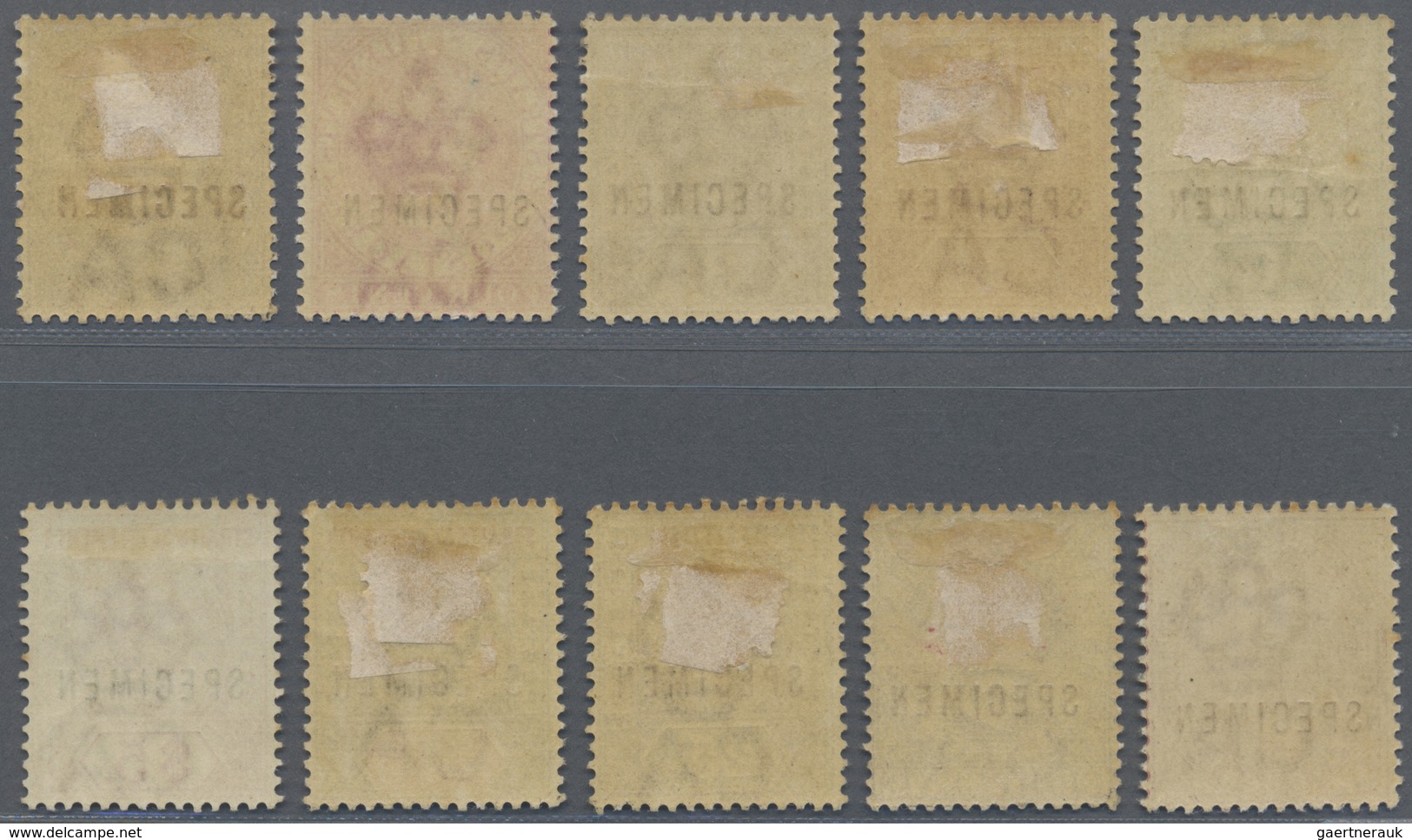 Malaiische Staaten - Straits Settlements: 1892-99 QV Complete Set Of Ten Stamps Optd. "SPECIMEN" In - Straits Settlements