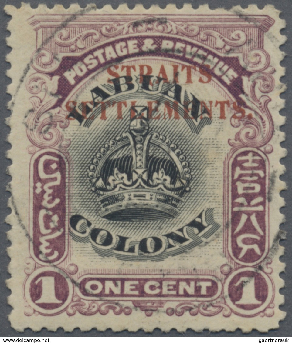 O Malaiische Staaten - Straits Settlements: 1906-07 1c. Black & Purple, PERFORATED 14(¼), Used, With A - Straits Settlements