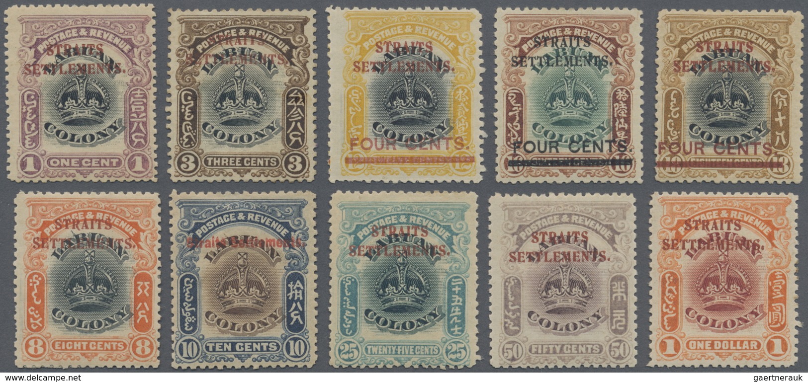 * Malaiische Staaten - Straits Settlements: 1906 Set Of Ten Labuan Stamps Optd. "Straits Settlements" - Straits Settlements