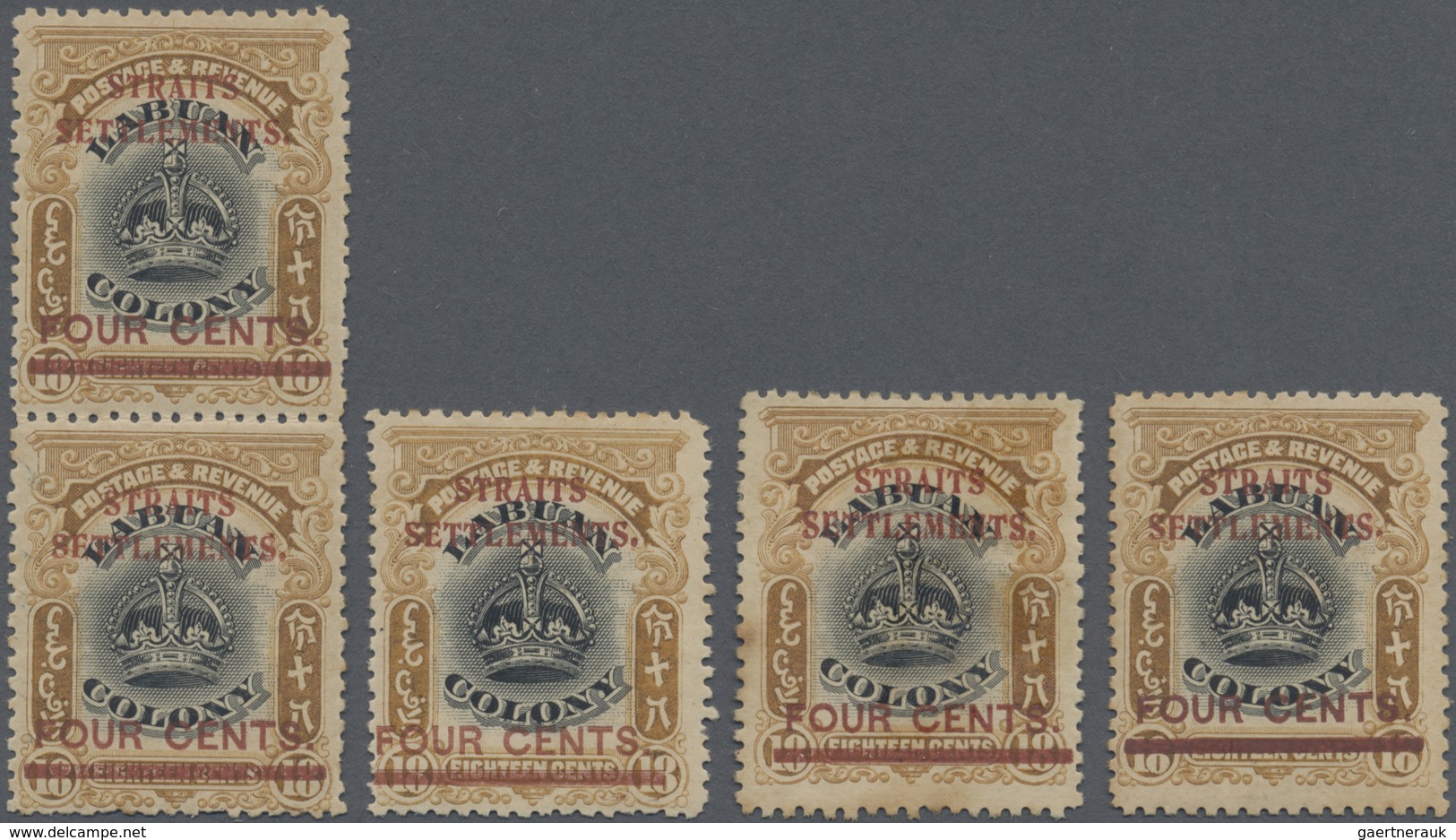 (*) Malaiische Staaten - Straits Settlements: 1906-07, 4c On Labuan 18c, Variety 'FOUR CENTS And Bar 1½m - Straits Settlements