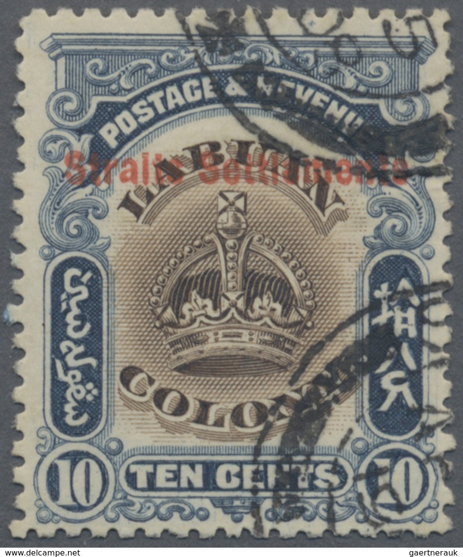 O Malaiische Staaten - Straits Settlements: 1906-07 10c. Brown & Slate, Variety "No Stop After Settlem - Straits Settlements