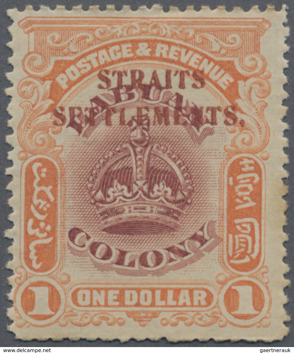 * Malaiische Staaten - Straits Settlements: 1906-07 $1 Claret & Orange, PERFORATED 15, Mounted Mint, B - Straits Settlements