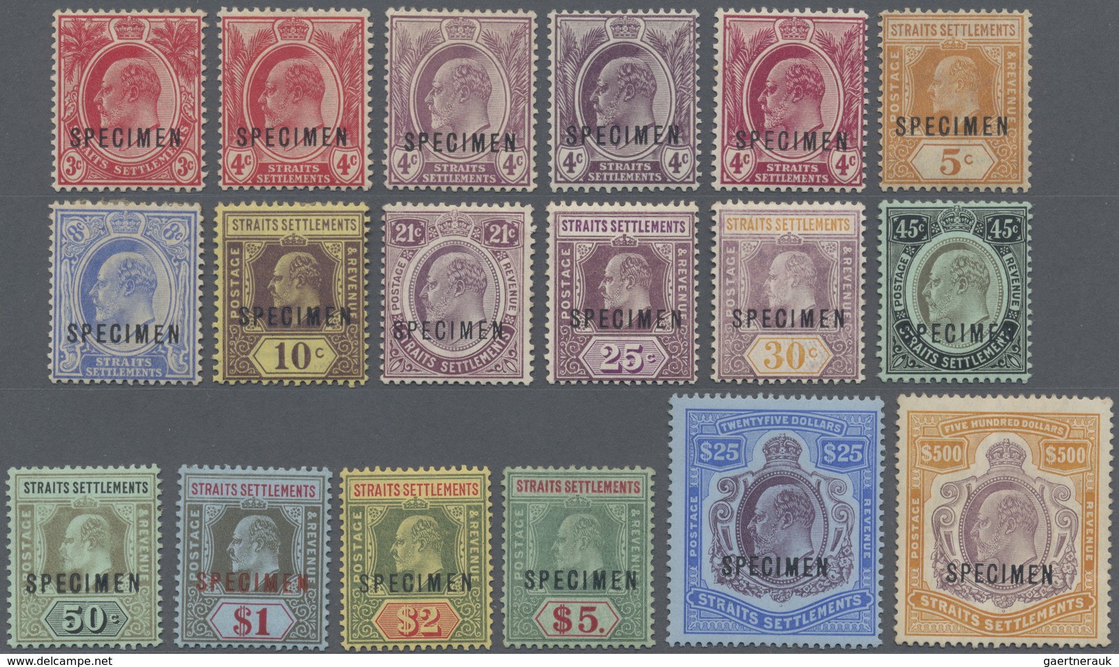 Malaiische Staaten - Straits Settlements: 1906-12 KEVII. Complete Set Up To $500, Plus 4a. On Chalk- - Straits Settlements