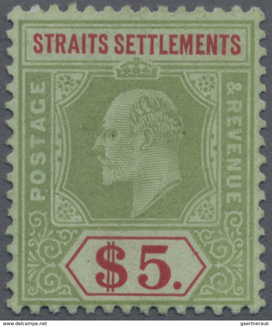 (*) Malaiische Staaten - Straits Settlements: 1906-12 KEVII. $5 Green & Red/green, Wmk Mult Crown CA INV - Straits Settlements