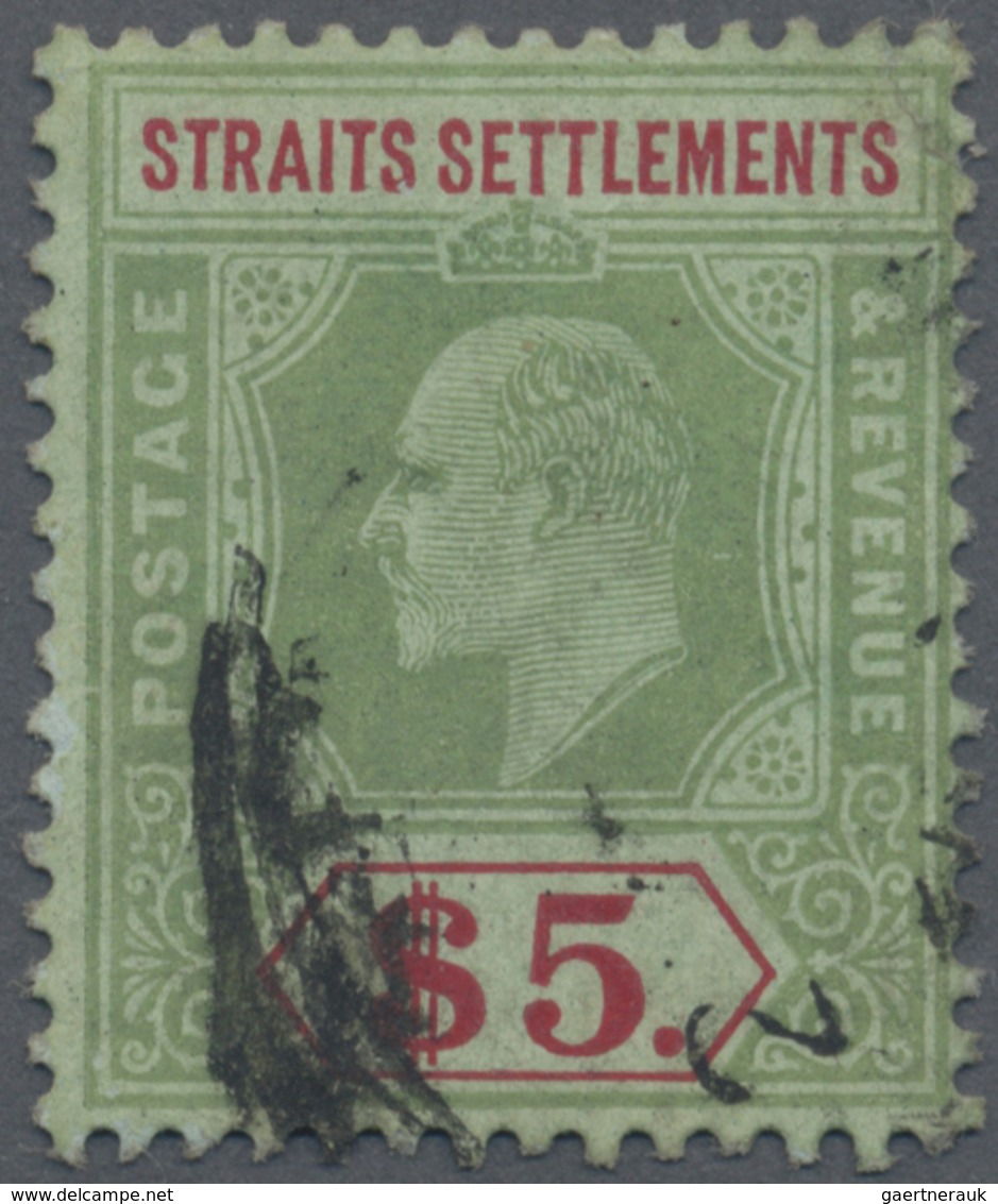 O Malaiische Staaten - Straits Settlements: 1906-12 KEVII. $5 Green & Red/green, Wmk Mult Crown CA INV - Straits Settlements