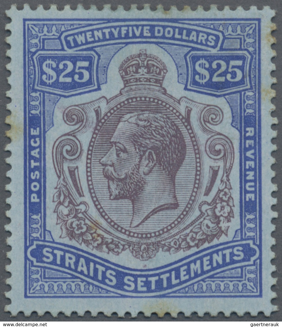 * Malaiische Staaten - Straits Settlements: 1912-23 KGV. $25 Purple & Blue/blue With Plate Flaw "Damag - Straits Settlements