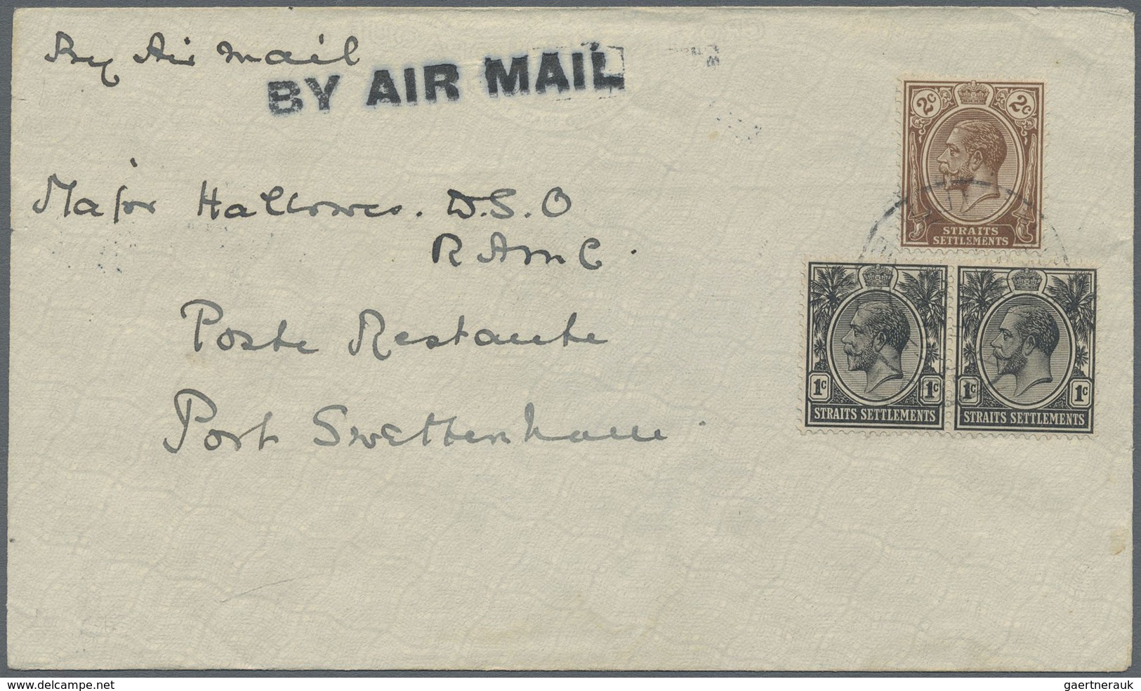 Br Malaiische Staaten - Straits Settlements: 1926 Early Singapore-Port Swettenham Airmail Cover Franked - Straits Settlements