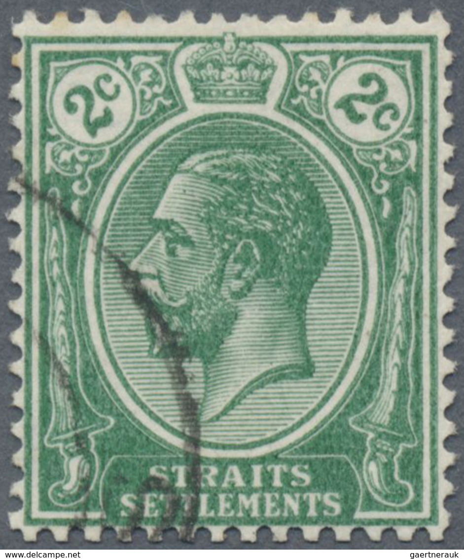 O Malaiische Staaten - Straits Settlements: 1921, KGV 2c. Green With REVERSED Wmk. Mult. Script CA Fin - Straits Settlements