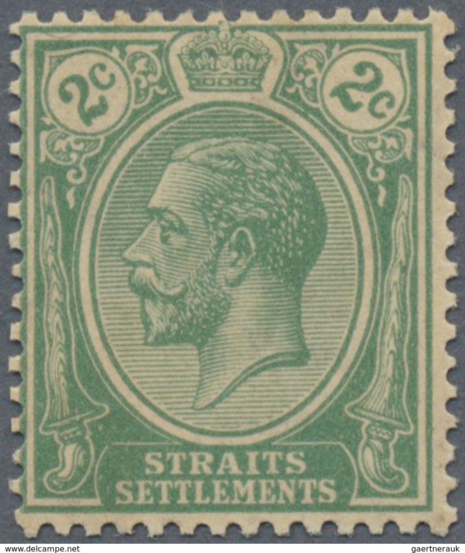 * Malaiische Staaten - Straits Settlements: 1921, KGV 2c. Green With INVERTED And REVERSED Wmk. Mult. - Straits Settlements