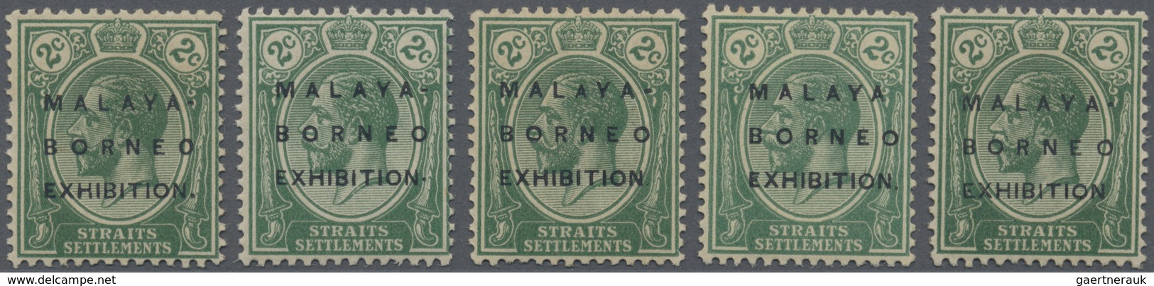 * Malaiische Staaten - Straits Settlements: 1922, Malaya-Borneo Exhibition 2c. Green Wmk. Mult. Crown - Straits Settlements