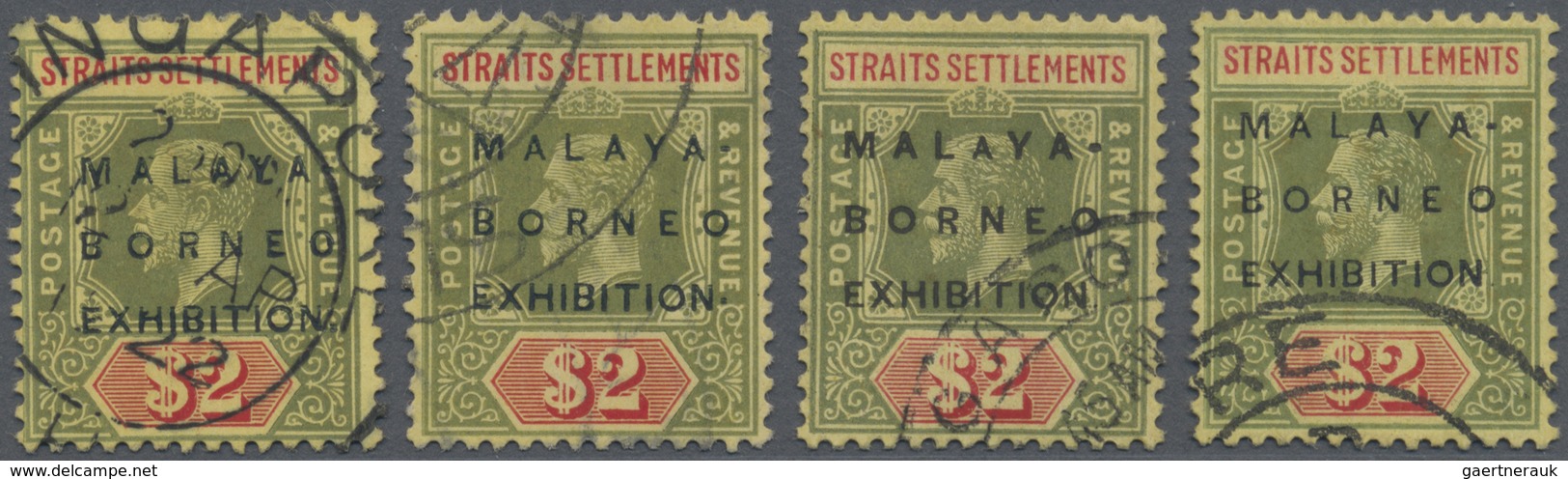 O Malaiische Staaten - Straits Settlements: 1922, Malaya-Borneo Exhibition $2 Green And Red/orange-buf - Straits Settlements