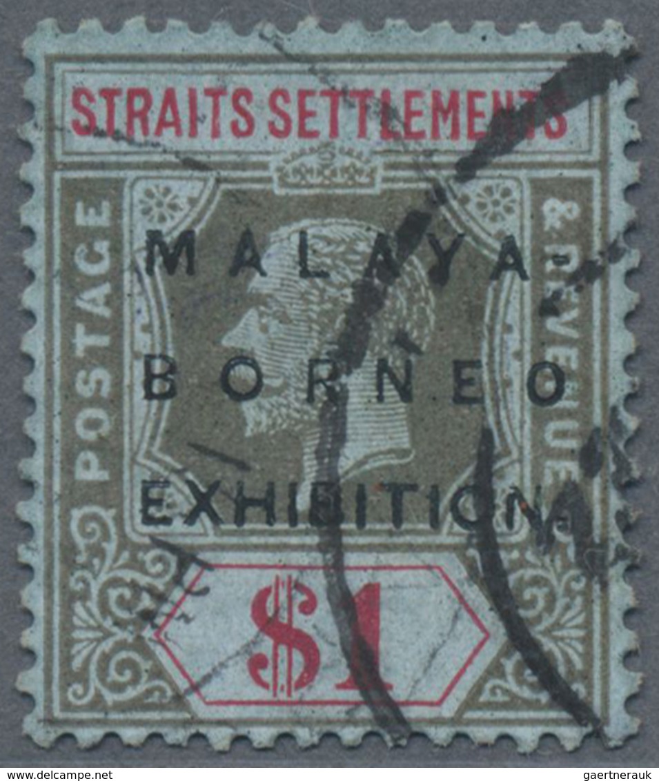 O Malaiische Staaten - Straits Settlements: 1922, Malaya-Borneo Exhibition $1 Black And Red/blue Wmk. - Straits Settlements