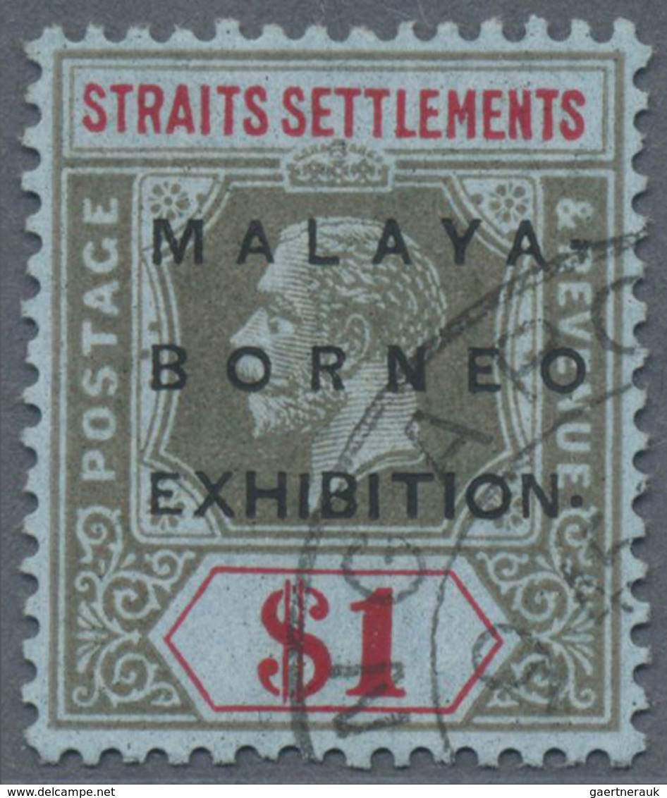 O Malaiische Staaten - Straits Settlements: 1922, Malaya-Borneo Exhibition $1 Black And Red/blue Wmk. - Straits Settlements