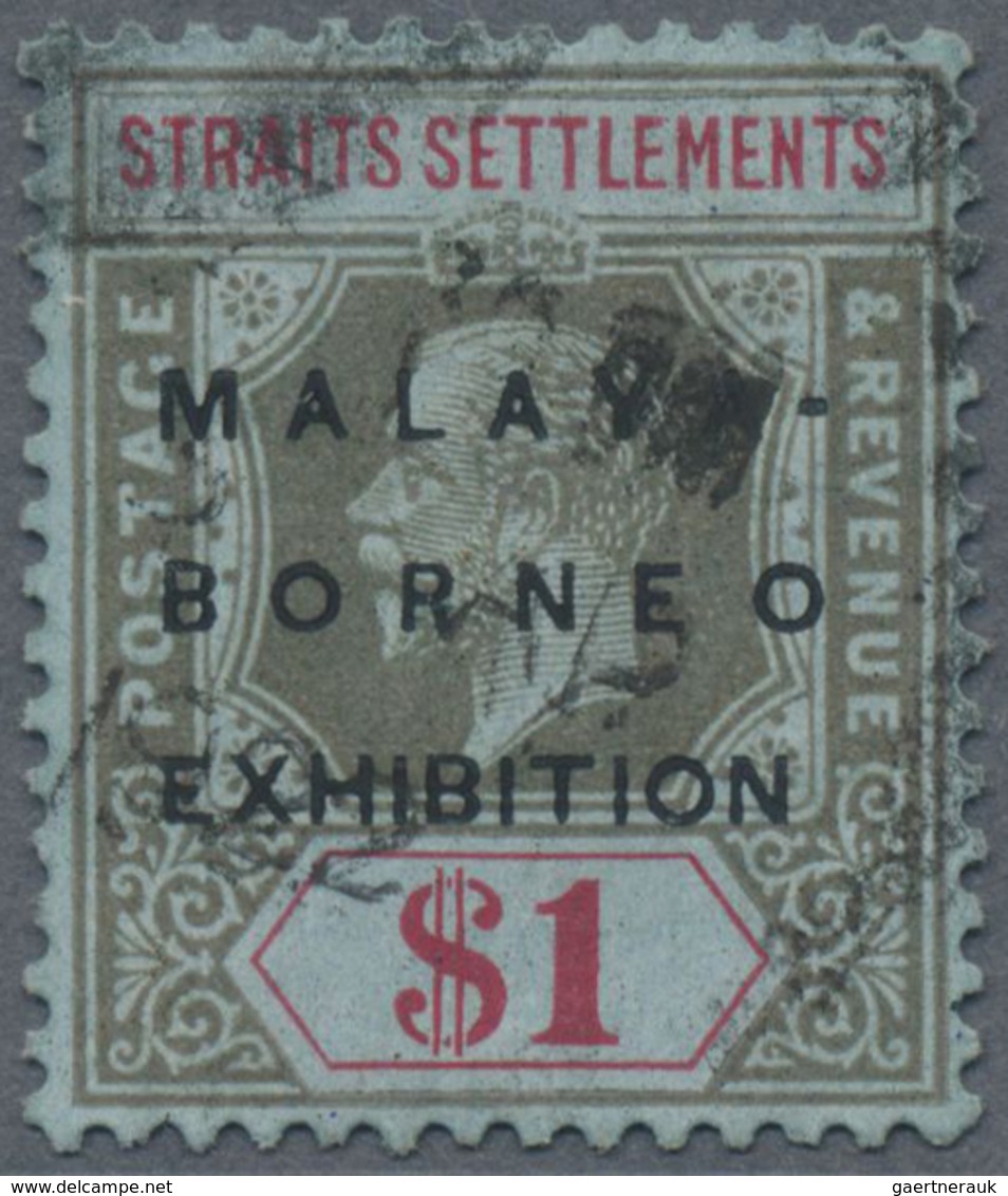 O Malaiische Staaten - Straits Settlements: 1922, Malaya-Borneo Exhibition $1 Black And Red/blue Wmk. - Straits Settlements