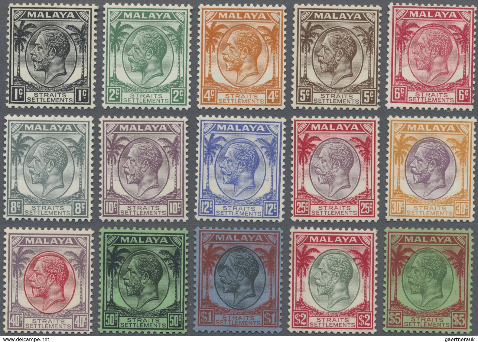 */** Malaiische Staaten - Straits Settlements: 1936/1937, KGV Definitives Complete Set Of 15 Mint Lightly - Straits Settlements