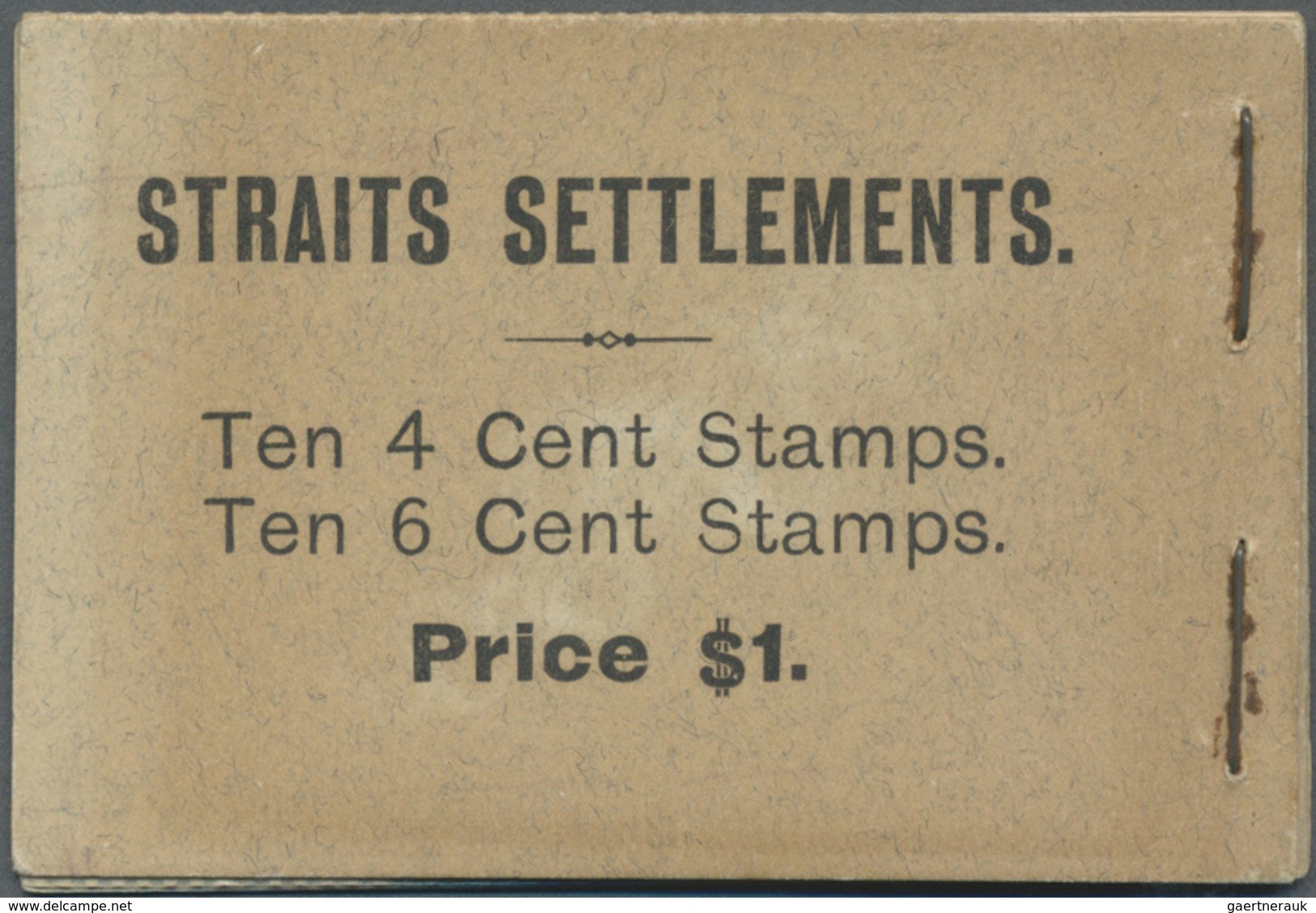 ** Malaiische Staaten - Straits Settlements: 1927, KGV $1 Booklet, Six Stamps 4c. Missing, Otherwise Co - Straits Settlements