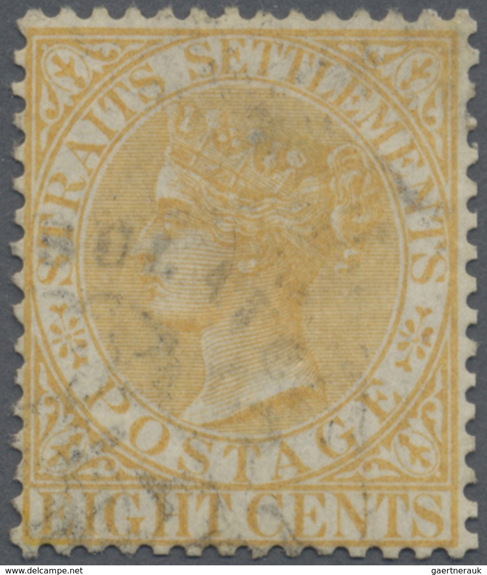 O Malaiische Staaten - Straits Settlements - Post In Bangkok: 1882 QV 2c. Brown And 8c. Orange-yellow - Straits Settlements