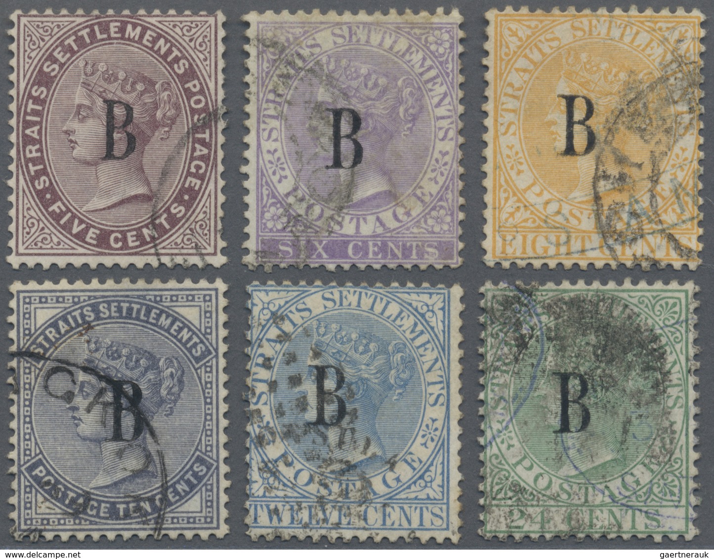 O Malaiische Staaten - Straits Settlements - Post In Bangkok: 1882-85 QV Short Set Of Six, From 5c. To - Straits Settlements