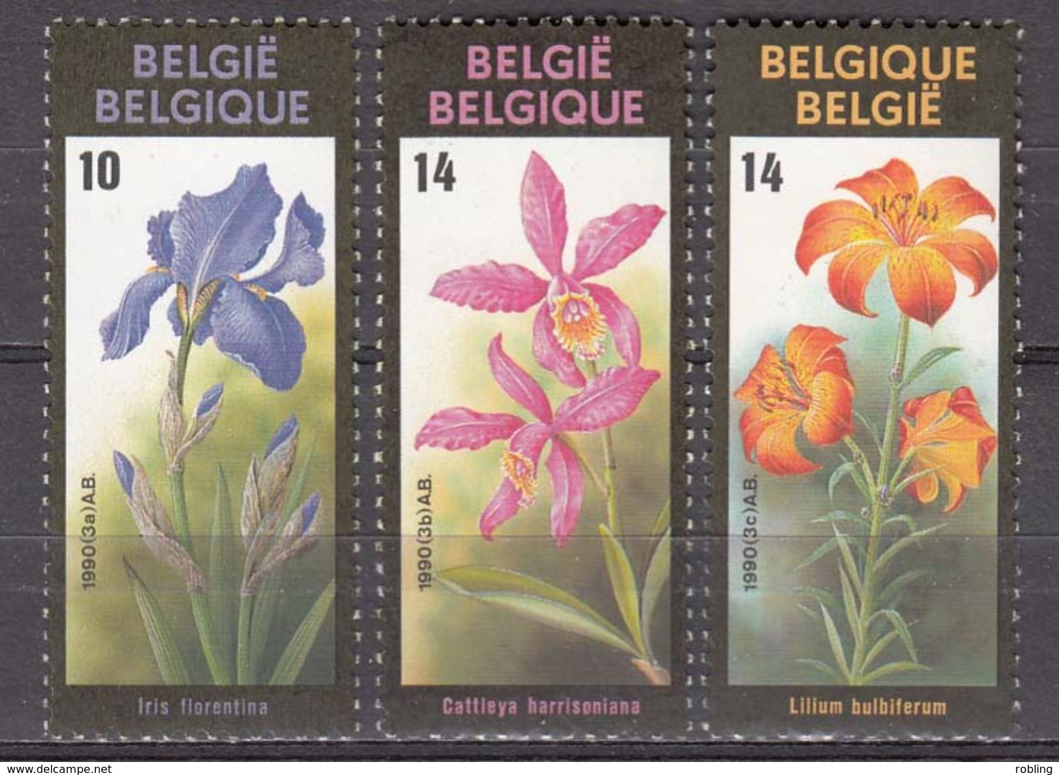 Belgium..1990.Orchids.Flowers. Michel.2409-11. MNH.24226 - Orchideeën