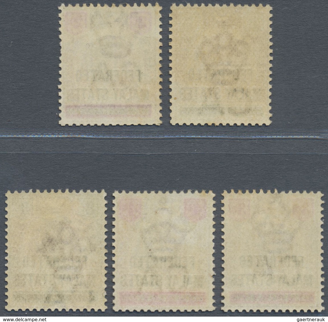 * Malaiischer Staatenbund: 1900 ESSAYS Of Perak 1895-99 1c., 2c., 3c., 4c. And 8c. Each Overprinted "F - Federated Malay States