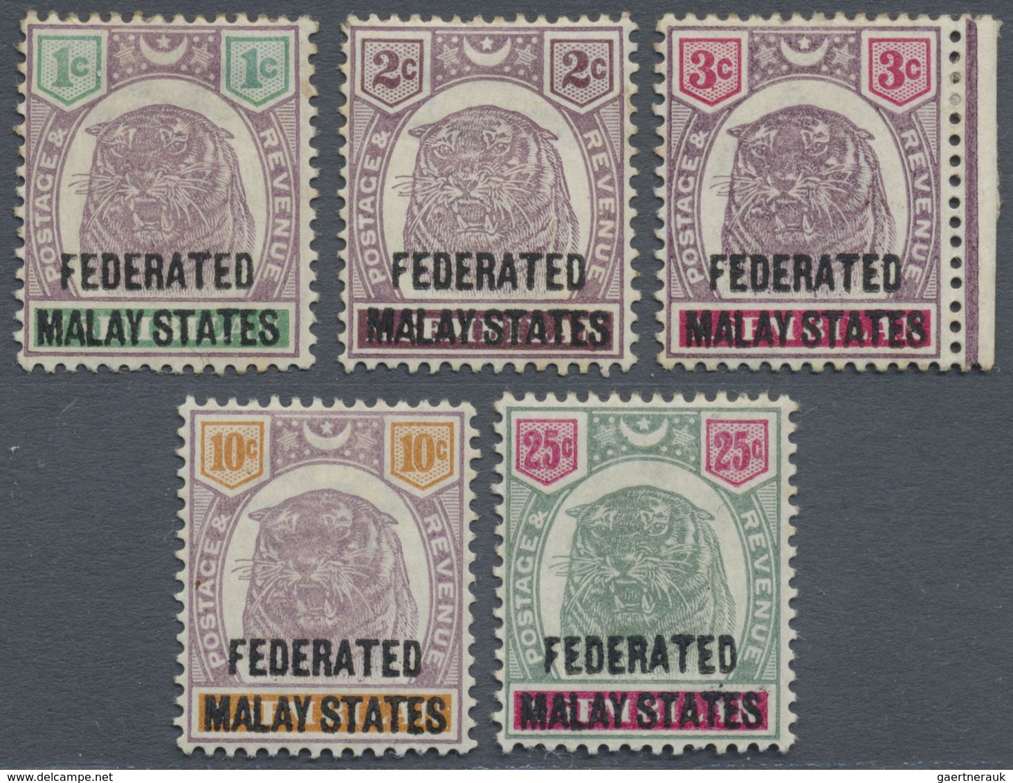 * Malaiischer Staatenbund: 1900 ESSAYS Of Negri Sembilan 1896 1c., 2c., 3c., 10c. And 25c. Each Overpr - Federated Malay States