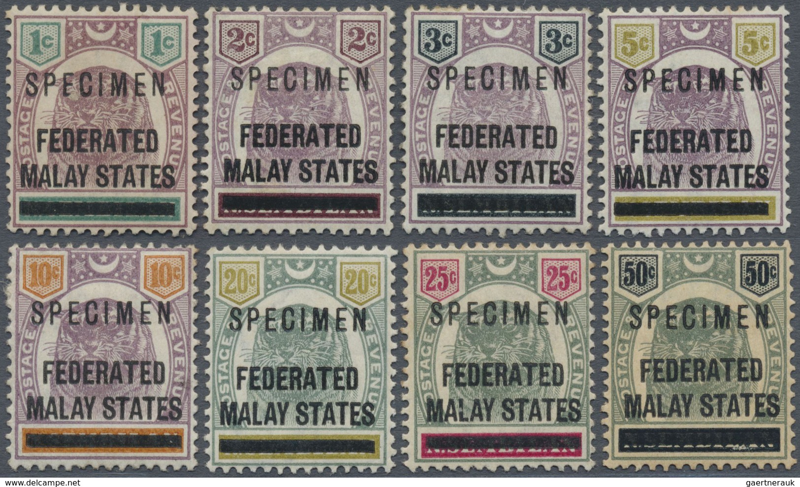 */(*) Malaiischer Staatenbund: 1900, 1c. To 50c. With Specimen Overprint, Unused Mainly O.g., Few Slight I - Federated Malay States