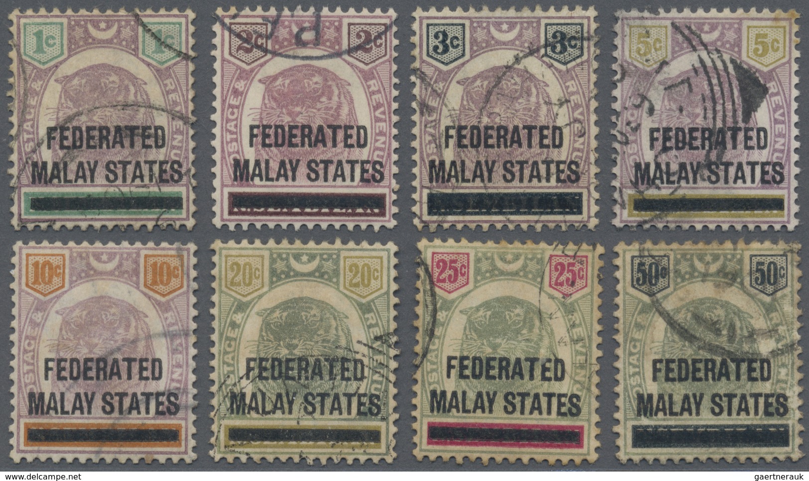 O Malaiischer Staatenbund: 1900, Tiger Head Definitives Of Negri Sembilan Optd. 'FEDERATED MALAY STATE - Federated Malay States