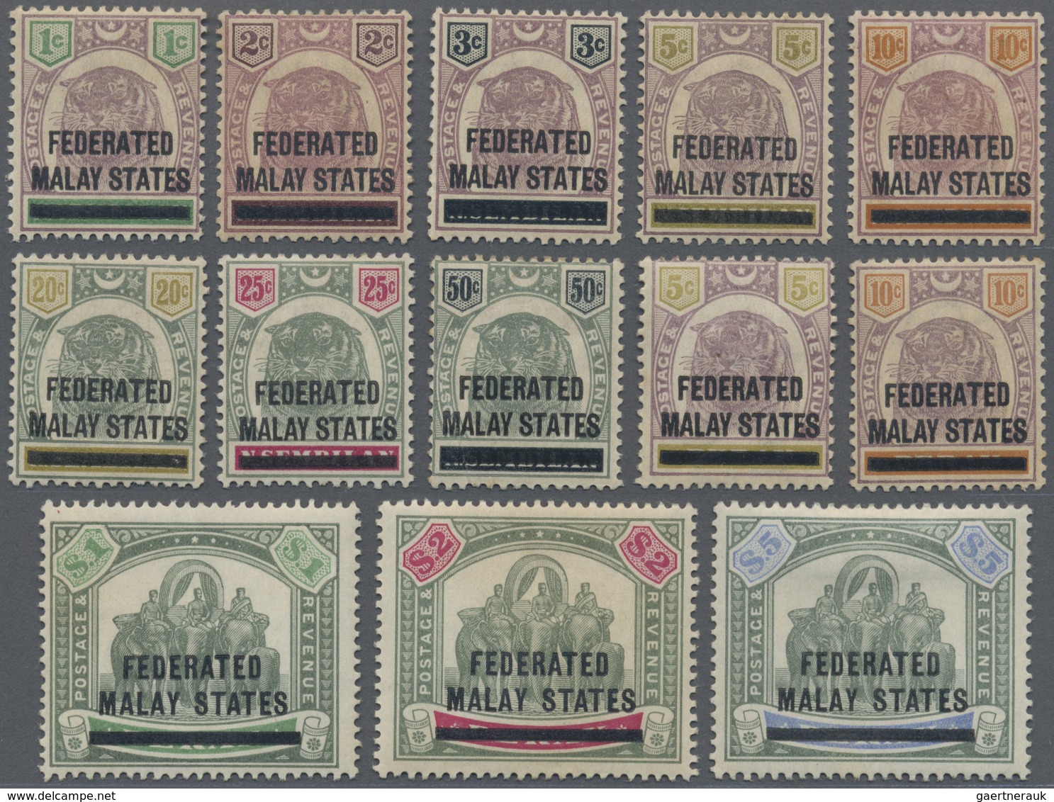 * Malaiischer Staatenbund: 1900 F.M.S. Optd. Set Of 13 Up To $5, Mounted Mint, Few Stamps Lightly Tone - Federated Malay States