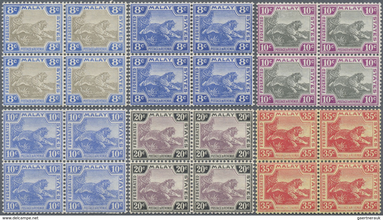 **/* Malaiischer Staatenbund: 1904/1922, Tiger Definitives With Wmk. Mult. Crown CA 20 Different Values I - Federated Malay States