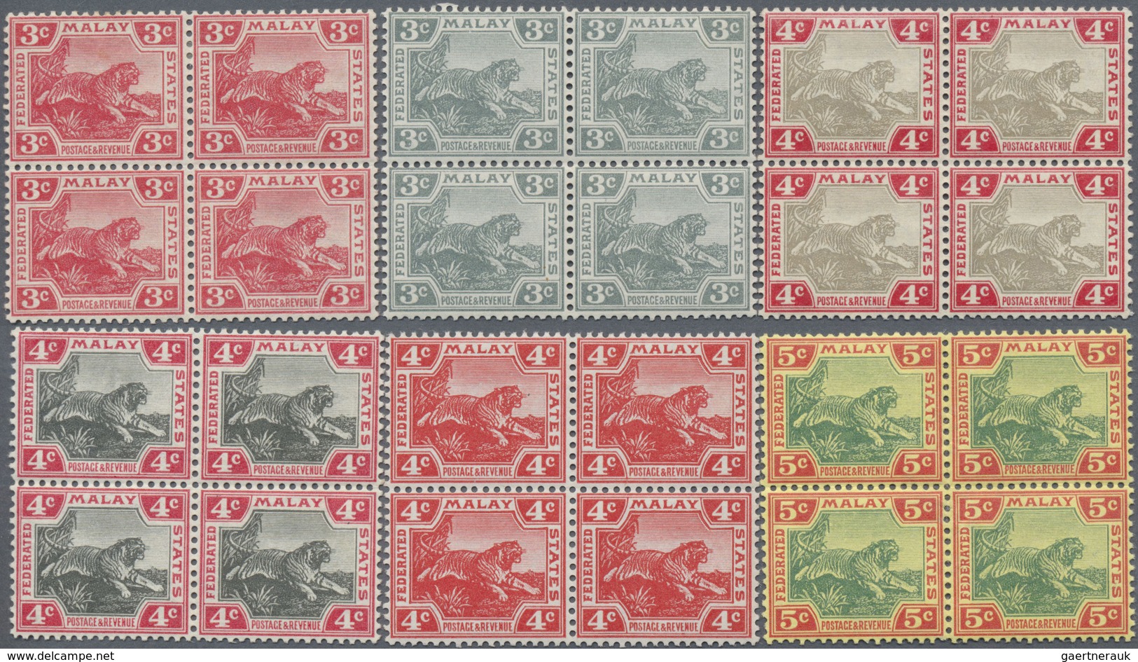 **/* Malaiischer Staatenbund: 1904/1922, Tiger Definitives With Wmk. Mult. Crown CA 20 Different Values I - Federated Malay States