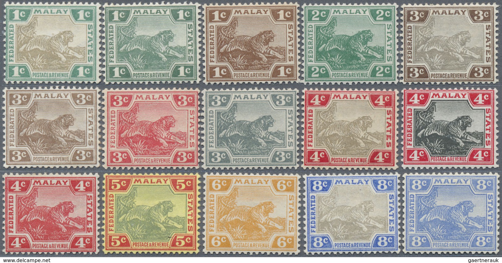 * Malaiischer Staatenbund: 1904/1922, Tiger And Elephant Definitives With Wmk. Mult. Crown CA Complete - Federated Malay States