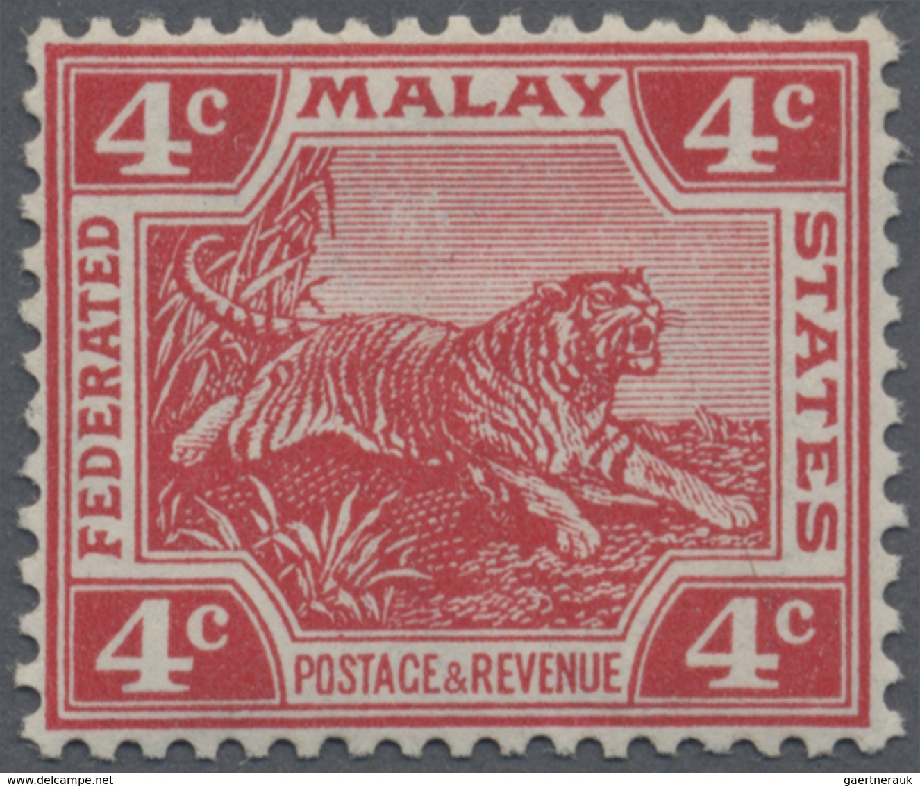 ** Malaiischer Staatenbund: 1904-22 4c. Scarlet, Die II, With WATERMARK UPRIGHT, Mint Never Hinged, Fre - Federated Malay States