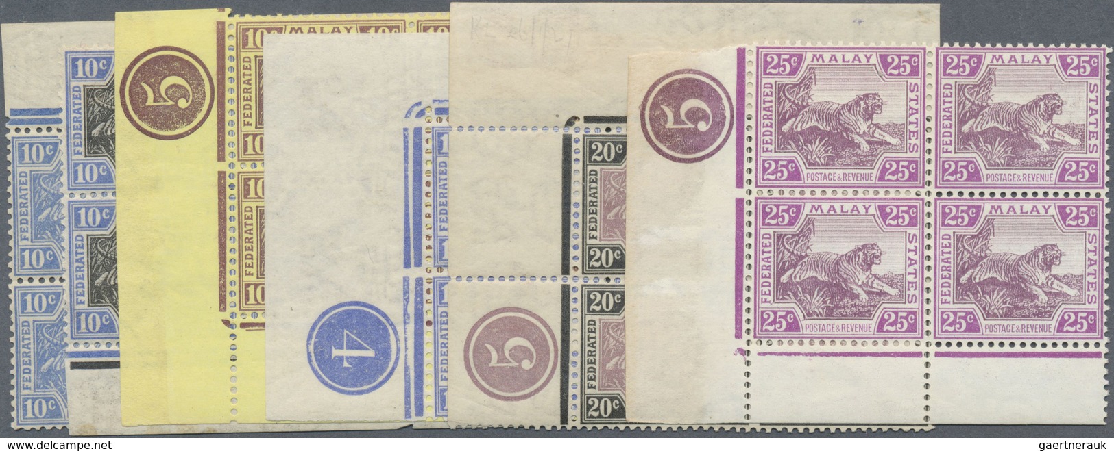 **/* Malaiischer Staatenbund: 1922/1934, Tiger and elephant definitives with wmk. Mult. Script CA complet