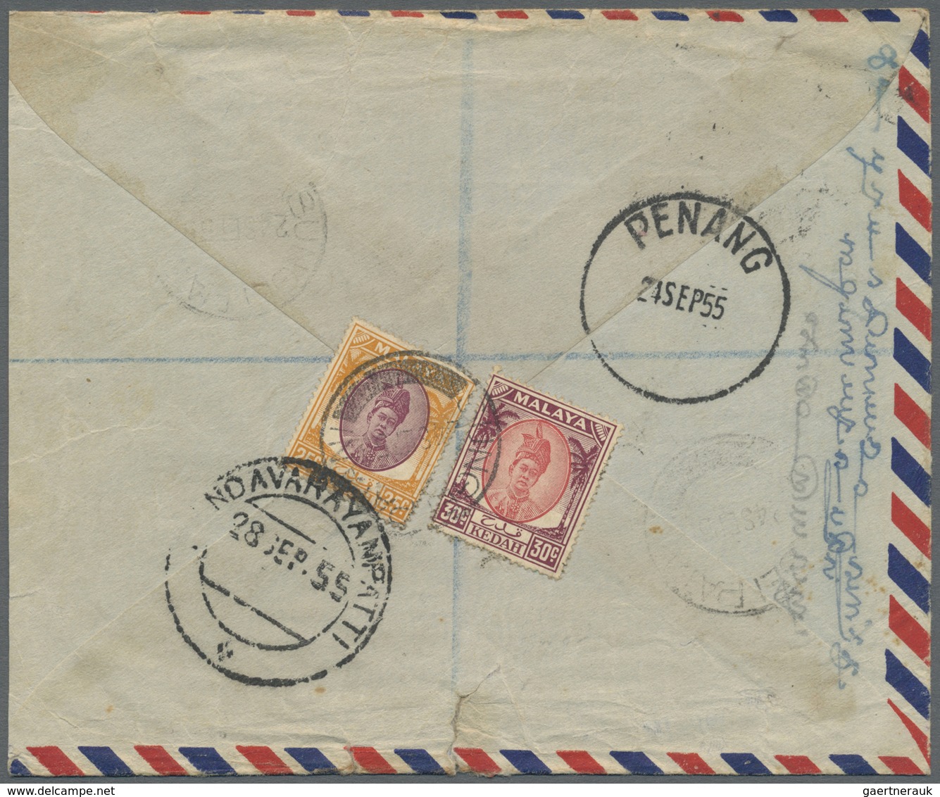 Br Malaiischer Staatenbund: 1952/1955, Four Letters (some Faults), Two From Kedah And Two From Selangor - Federated Malay States