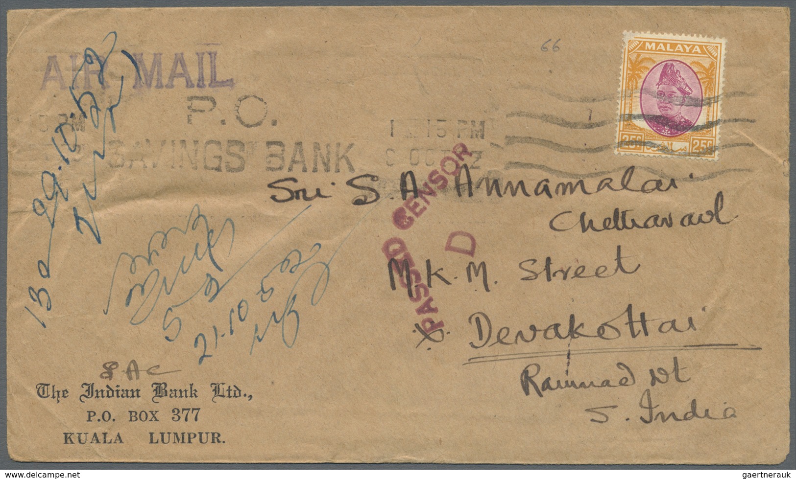 Br Malaiischer Staatenbund: 1952/1955, Four Letters (some Faults), Two From Kedah And Two From Selangor - Federated Malay States