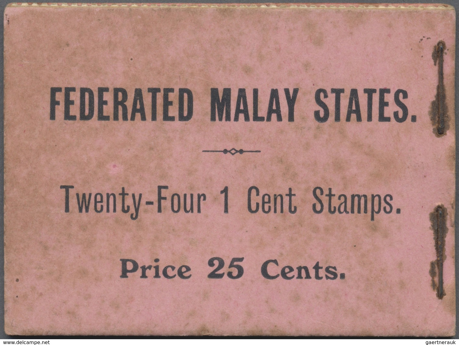 ** Malaiischer Staatenbund: 1909 BOOKLET 25c. Containing 24 Stamps 1c. Green (1908) In Panes Of Six And - Federated Malay States